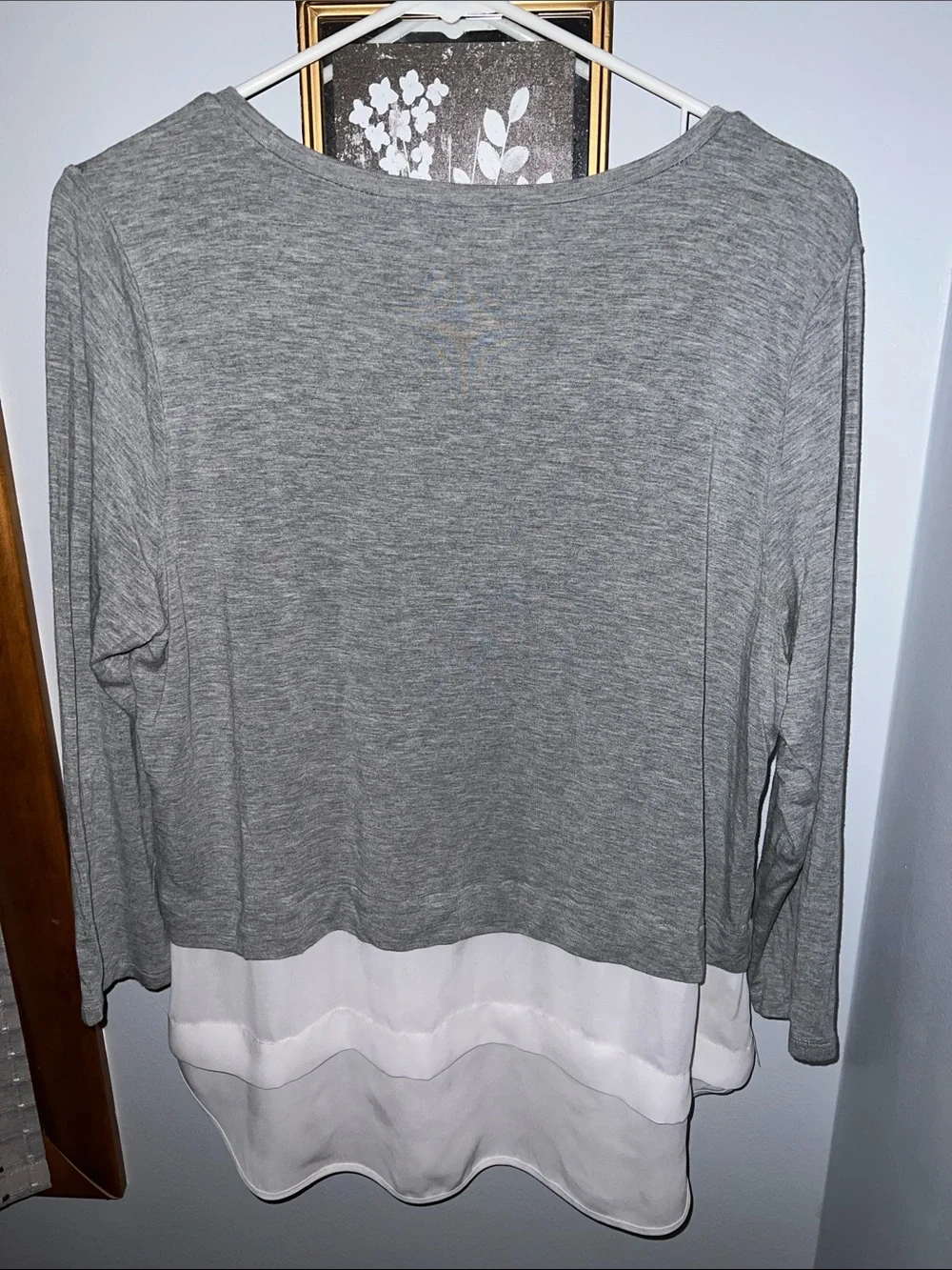 Michael Kors Grey Top with White Layered Hem
